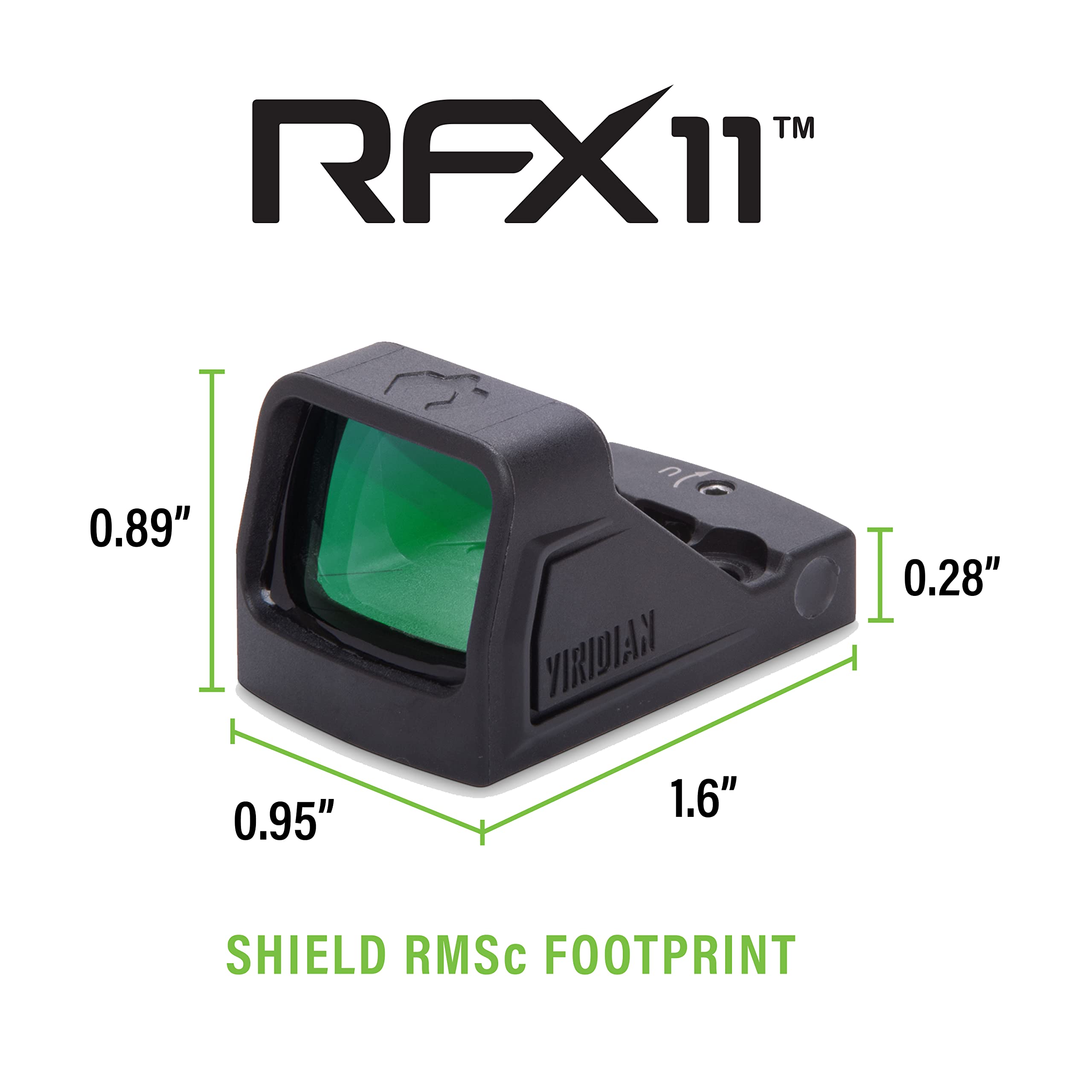 Viridian RFX Green Dot Reflex Sights, 3 MOA Dot, Shield RMSc
